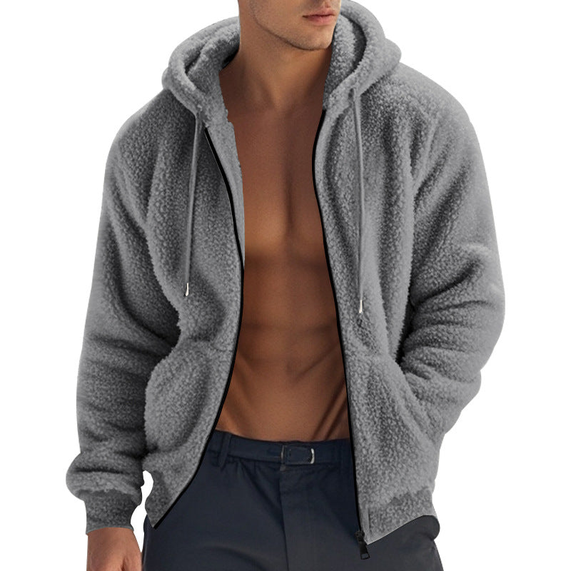 Men's fleece hoodie with zipper and kangaroo pocket Lune London