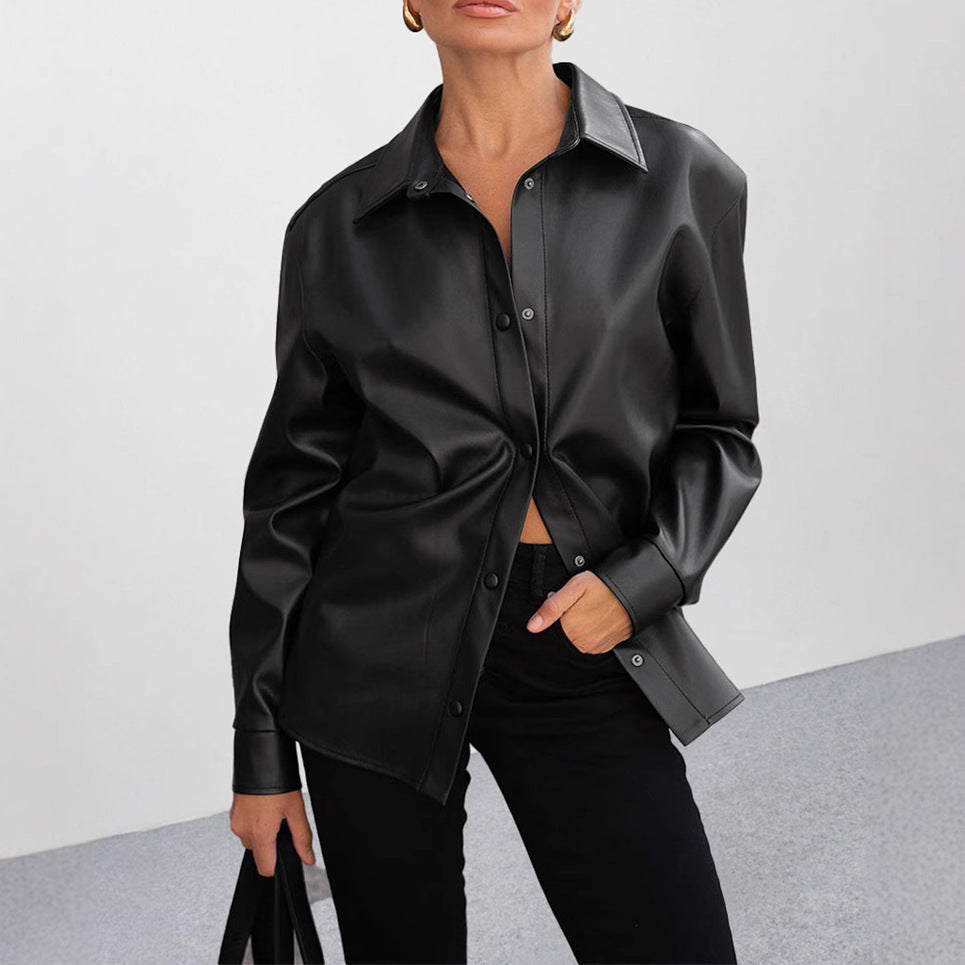 Lune London Faux Leather Blouse for Women