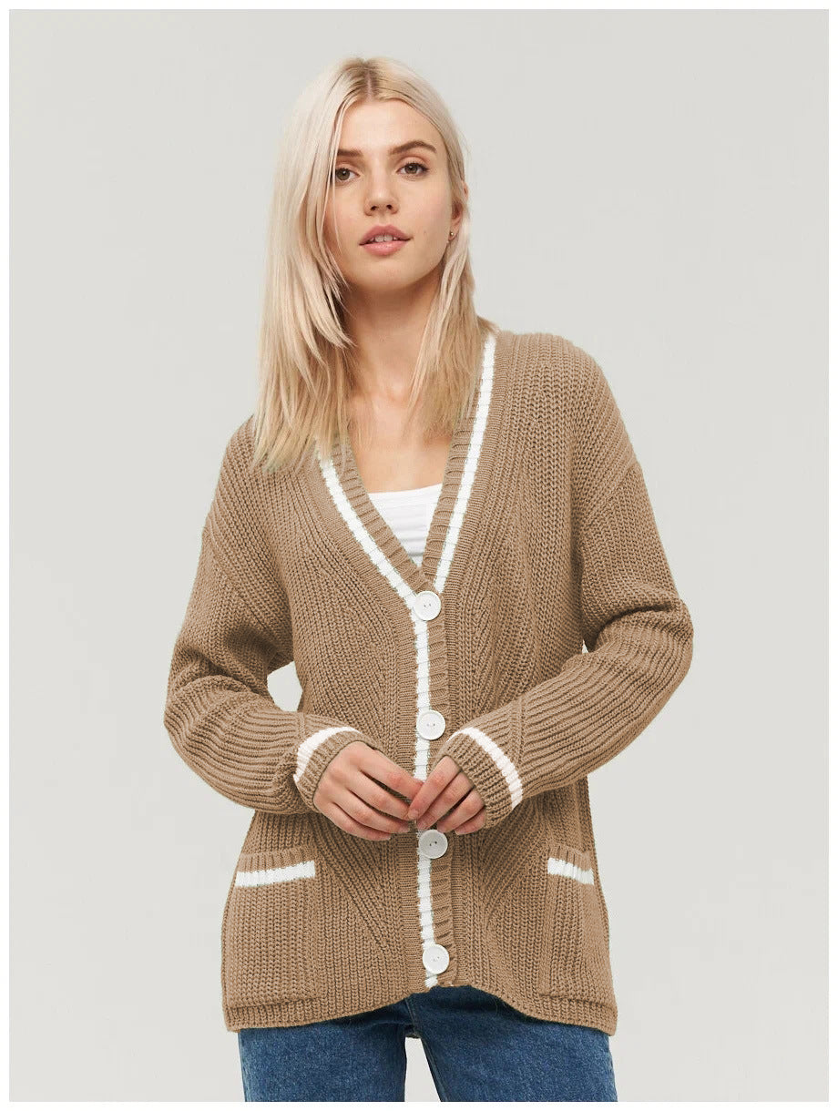 Ladies chunky knit cardigan with pockets Lune London