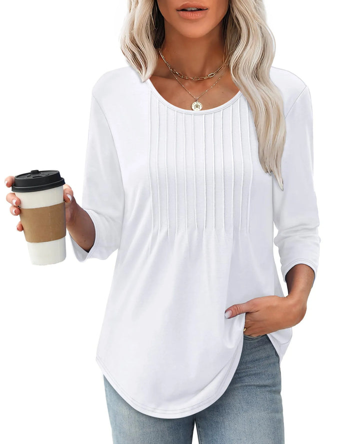 Ladies elegant long sleeve shirt with gathers Lune London