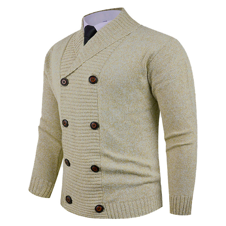 Men's knit jacket with modern shawl collar and practical button details Lune London