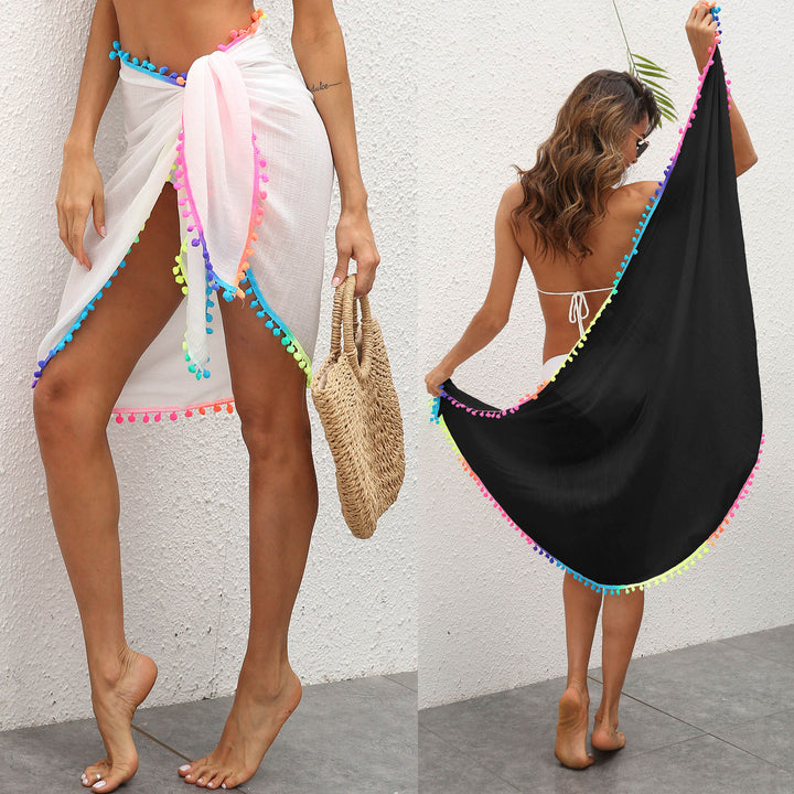 Ladies beach draped with Pom-Pom trim Lune London