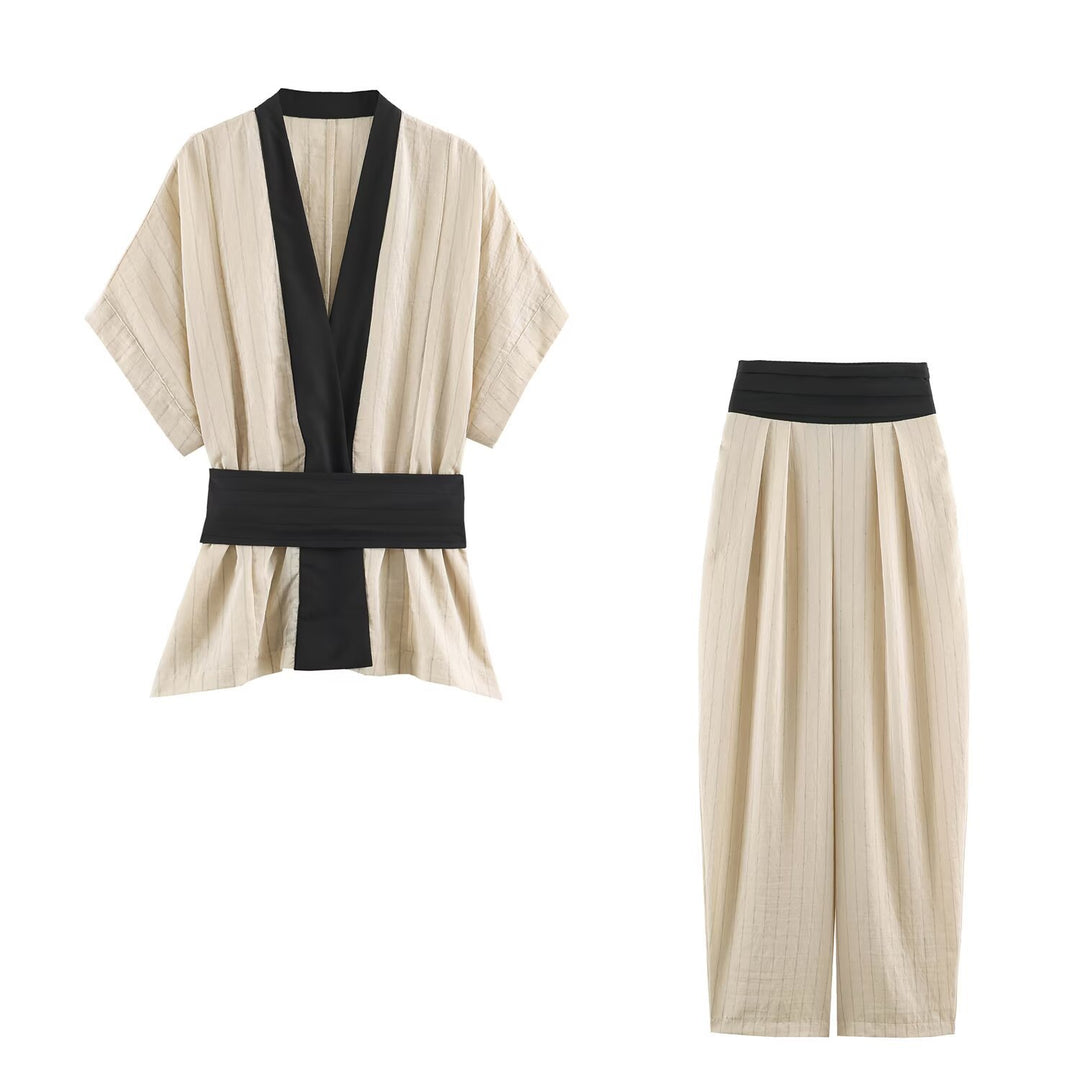 Women's Loose Linen Look Pants with High Comfort Waistband Amarae