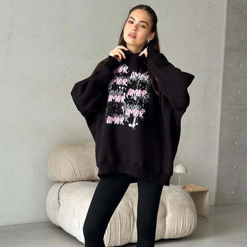 Casual hoodie for women with striking inscription Amarae