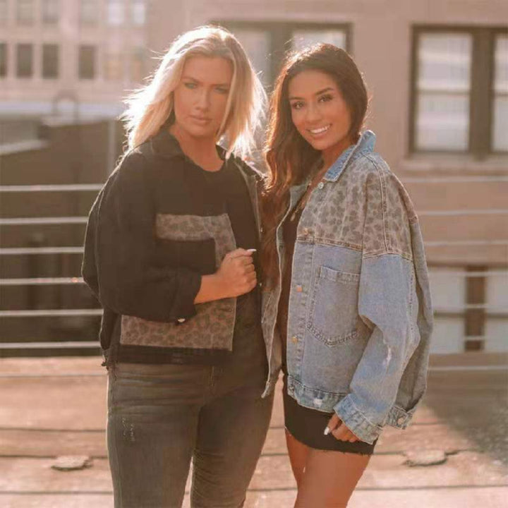 Dames veste en jean tendance avec motif animal Chic & Stil
