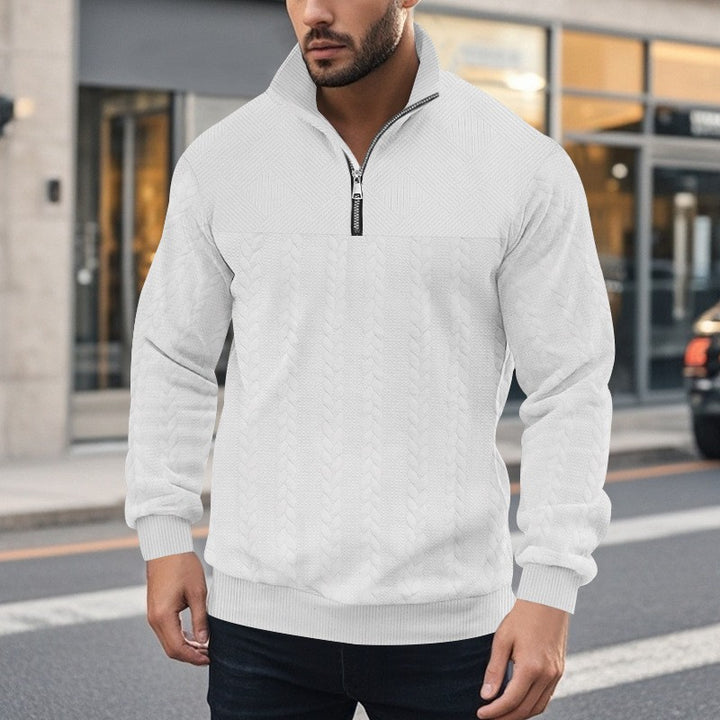 Stylish high-neck fleece sweater for men with粗糙针织图案 Lune London