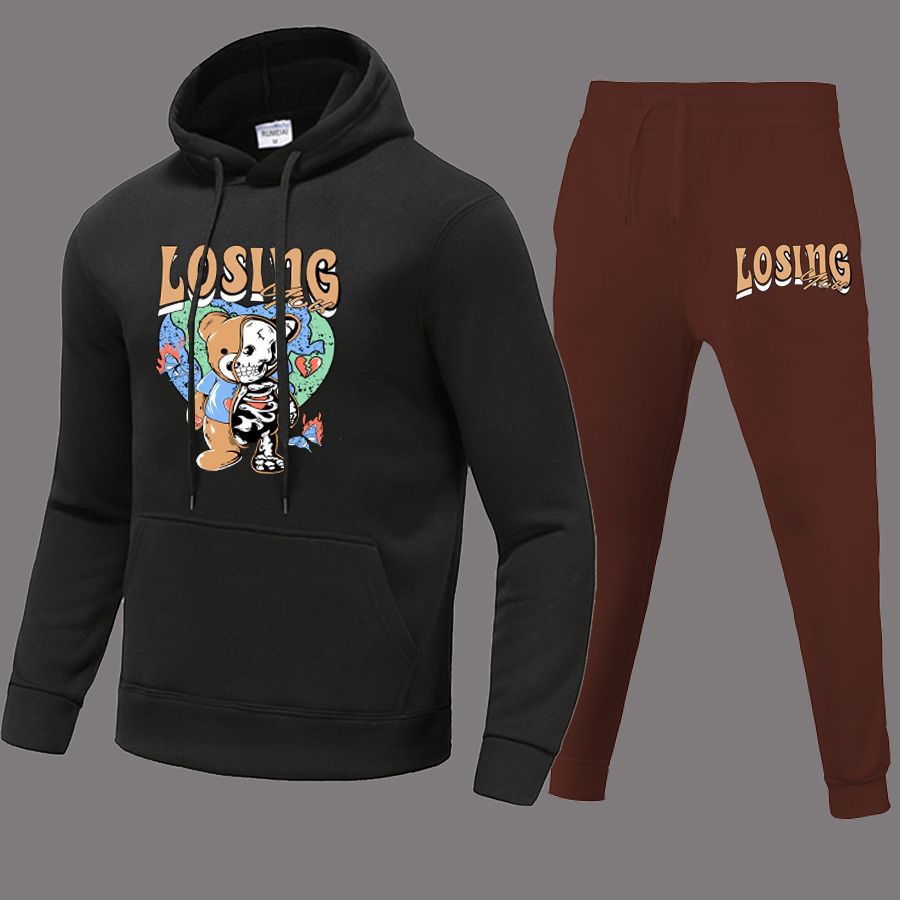 Hoodie and jogger pants set for women with creative bear pattern and modern cut Lune London