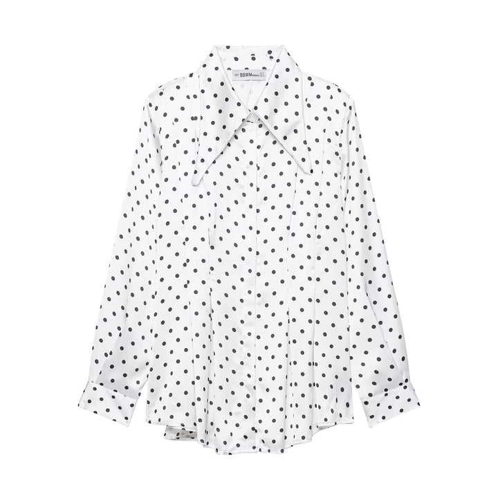 Women's Wide Palazzo Pants with High Waist, Leg Slit and Polka Dot Pattern Amarae