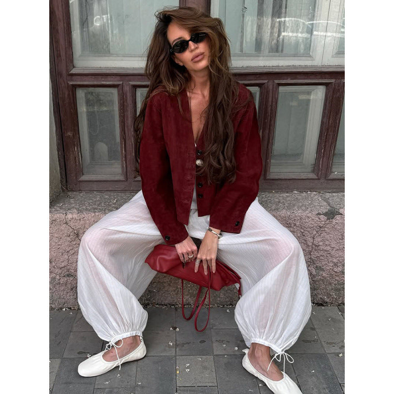 Lune London stylish suede jacket for women with a short design