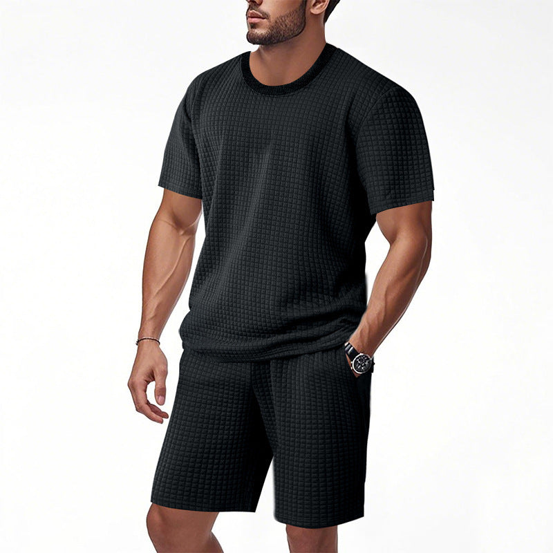Casual short-sleeved men's set with structured design and practical pockets Amarae