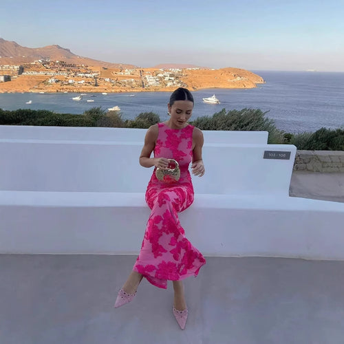 Maxi dress for women with floral embroidery and elegant cut Amarae