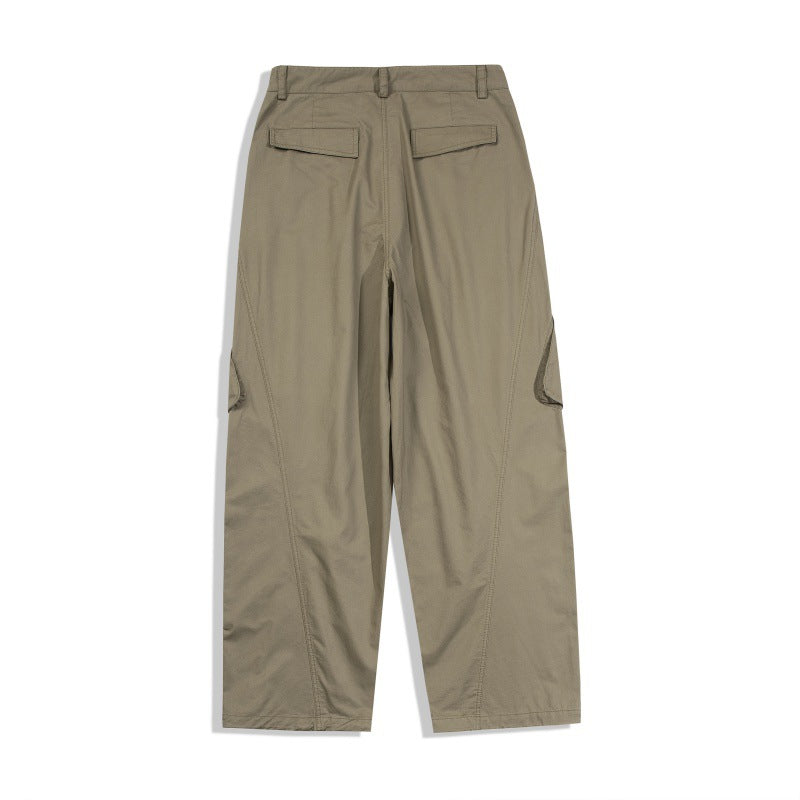 Men's Loose Technical Cargo Pants in Utility Baggy Cut with Asymmetric Flap and Pleat Pockets Amarae