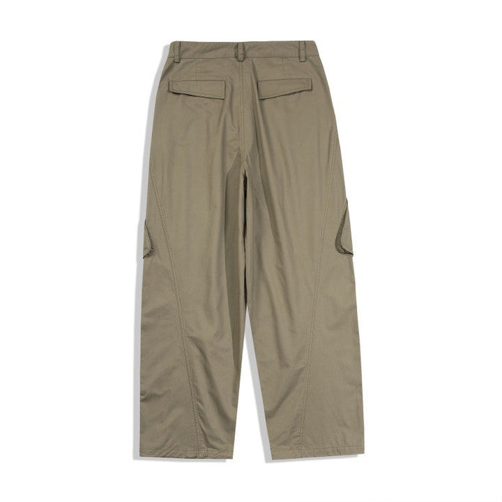 Men's Loose Technical Cargo Pants in Utility Baggy Cut with Asymmetric Flap and Pleat Pockets Amarae