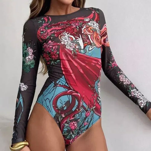 Sporty one-piece swimsuit for women with long sleeves Amarae