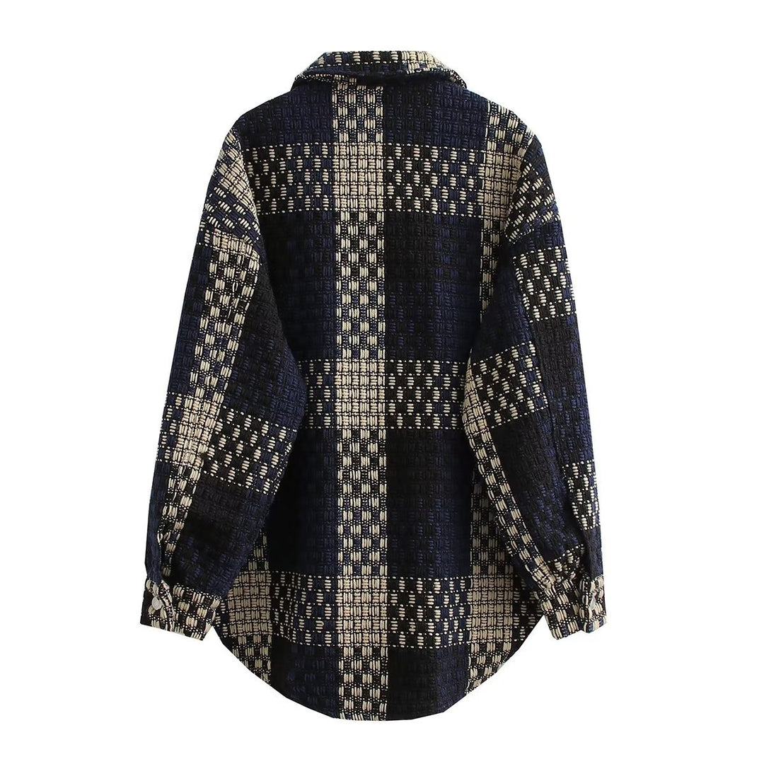 Women's transitional jacket with patchwork design, featuring practical pockets and a casual fit Lune London