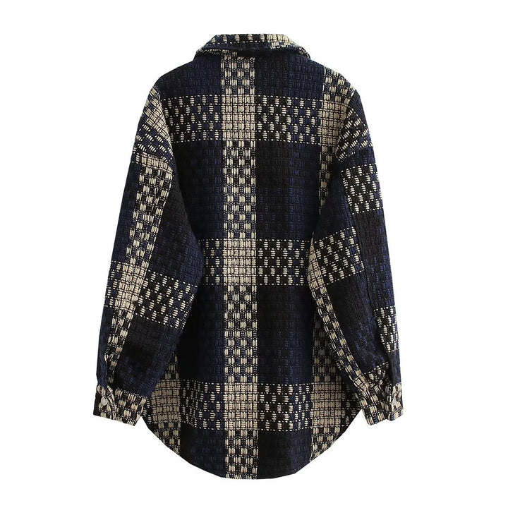 Women's transitional jacket with patchwork design, featuring practical pockets and a casual fit Lune London