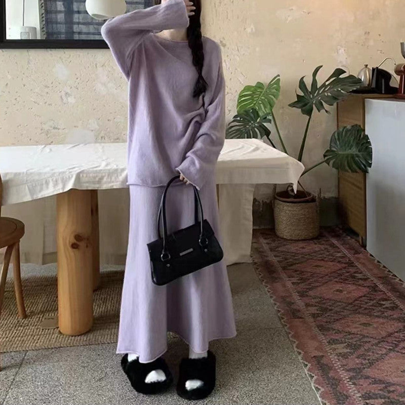 Robe tricot femme à épaules dénudées en style décontracté avec coupe fluide Chic & Stil