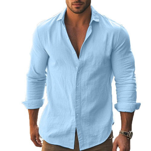 Men's Elegant Long Sleeve Shirt with Modern Collar and High-Quality Cotton Texture Amarae