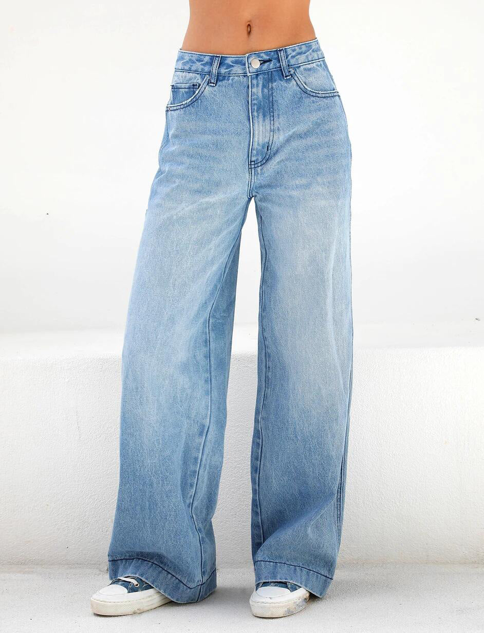 Women High-waisted wide Denim jeans in Palazzo cut Amarae