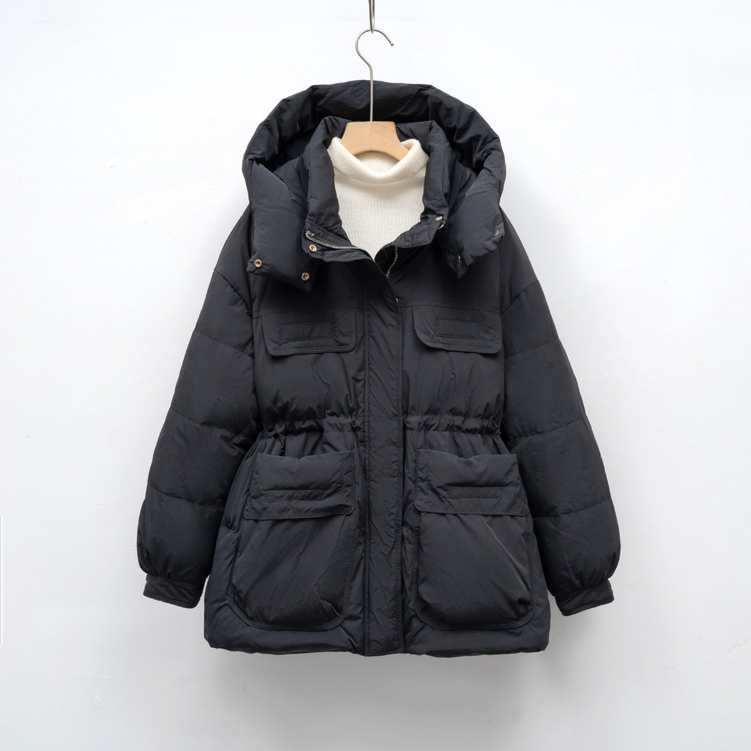 Ladies winter puffy quilted jacket with oversized cut and practical pockets Lune London