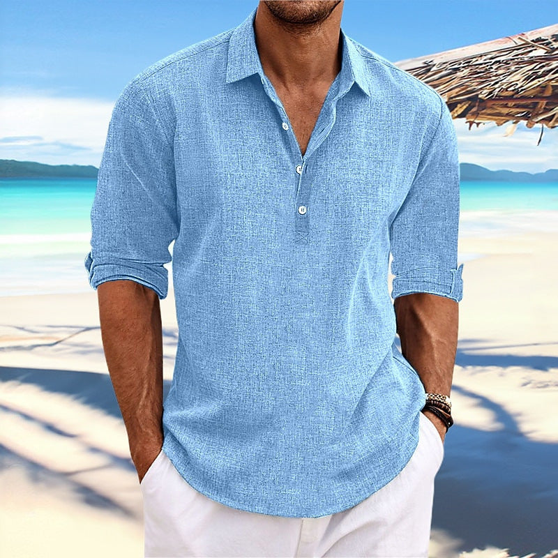 Light linen shirt for men with three-quarter sleeves Lune London