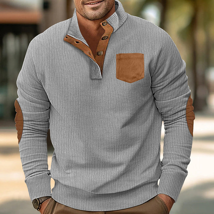 Men's Comfortable Sweater with High Collar and Contrasting Details Lune London