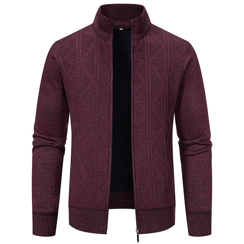Elegant knitted jacket for men with textured pattern and high collar Lune London