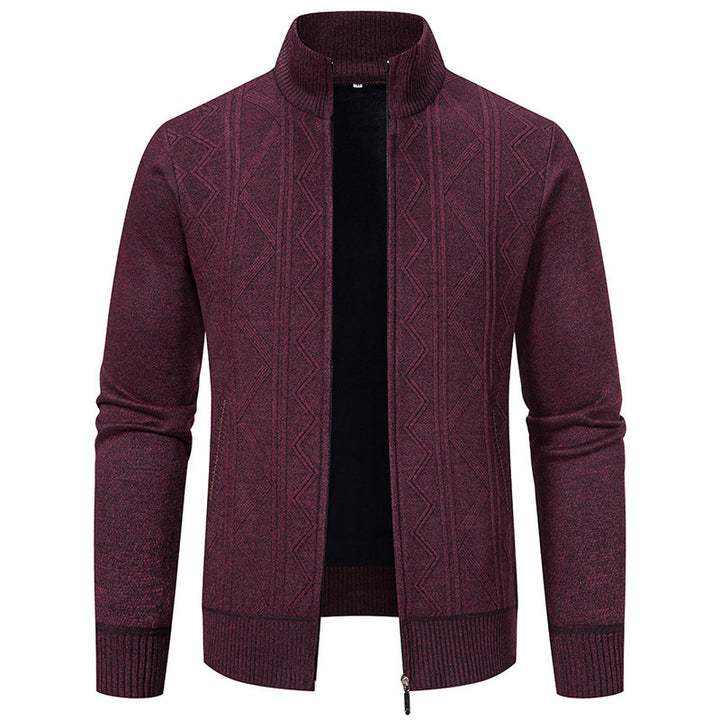 Elegant knitted jacket for men with textured pattern and high collar Lune London