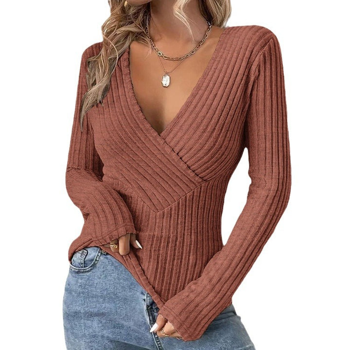 Ladies elegant wrap sweater with ribbed structure Lune London