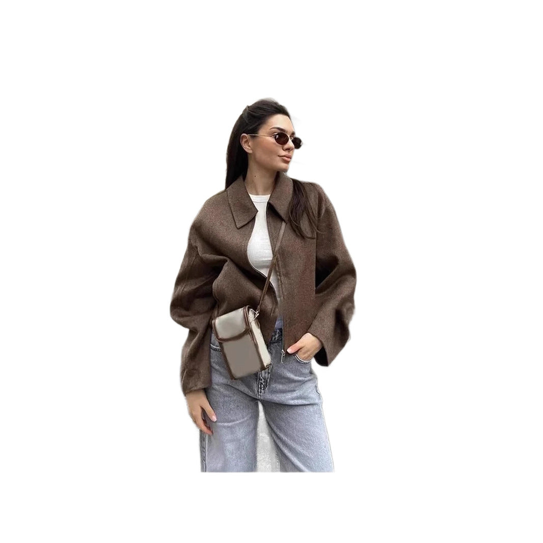 Casual fleece jacket for women with high collar and practical pockets Lune London