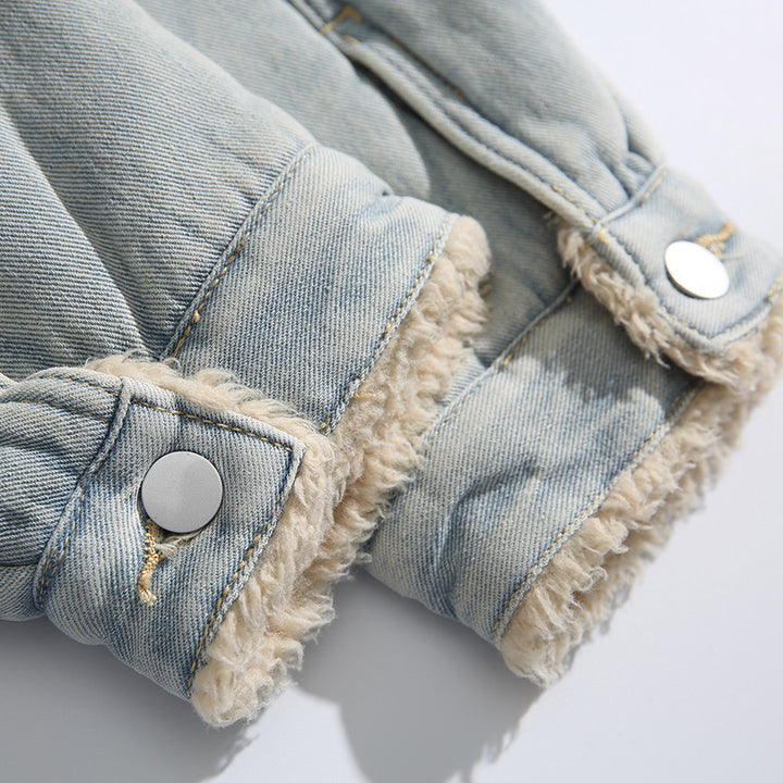 Unisex Oversize Denim Jacket with Teddy Lining and Sherpa Collar Amarae
