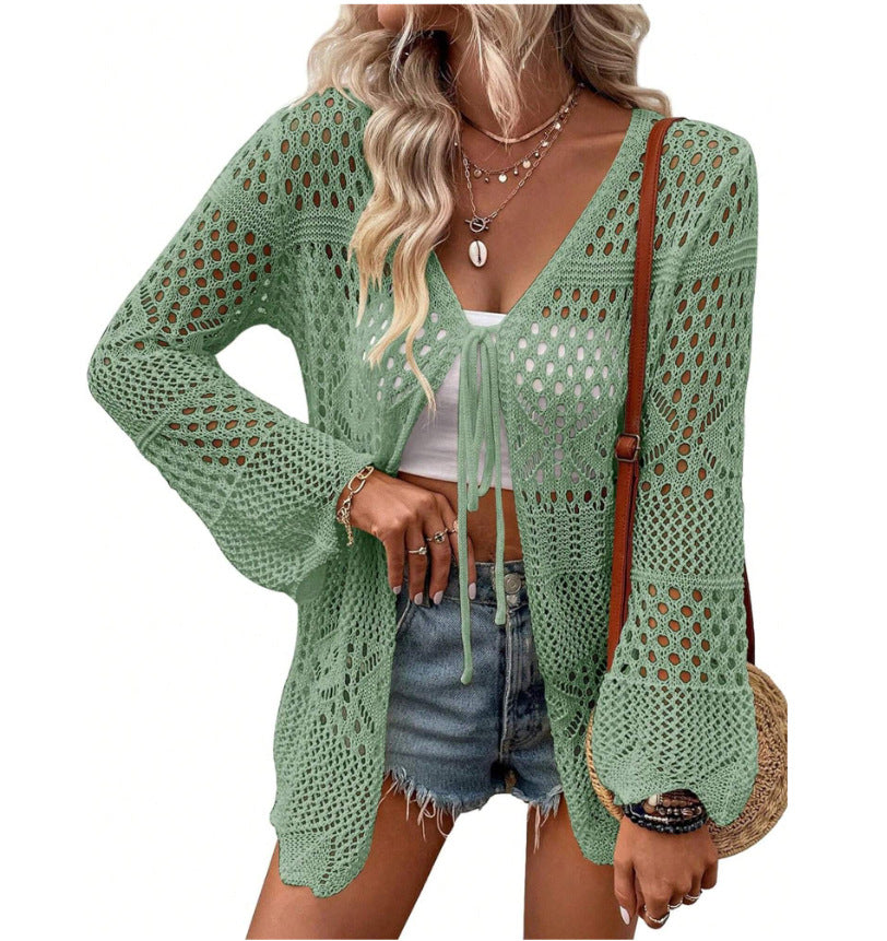 Ladies' knit kimono with an airy mesh structure Lune London