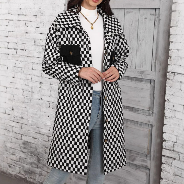 Plaid overshirt jacket for women with pockets and button detail Lune London
