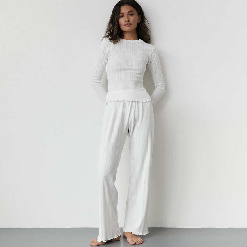 Comfortable long sleeve long pajama for ladies with textured surface Lune London