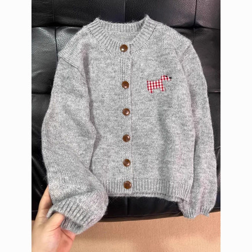 Cardigan en Tricot Confortable pour Femmes avec Motif de Chien Décoratif Chic & Stil