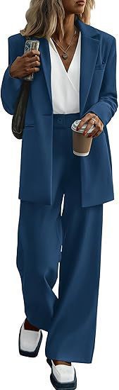 Elegant business suit set for women with wide legs and fitted blazer Lune London