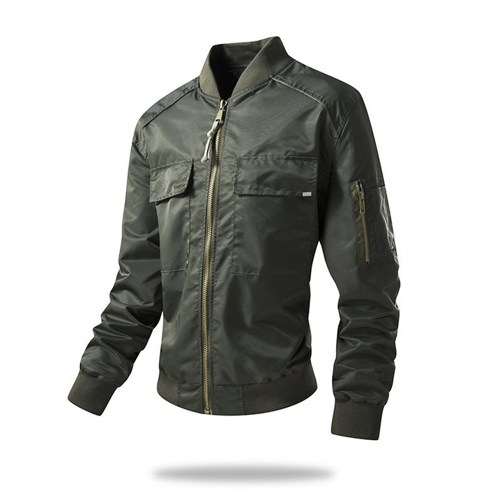 Lightweight bomber jacket for men with multifunctional pockets and elastic edges Lune London