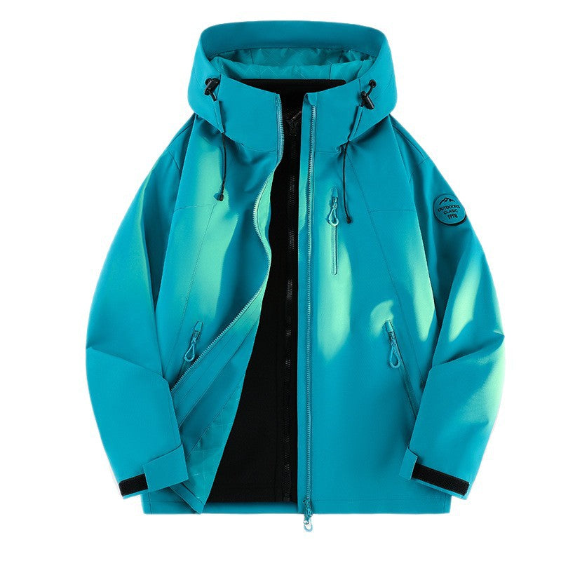 Women Lightweight Waterproof Hooded Jacket with Teddy Charm and Concealed Zipper Pockets Amarae