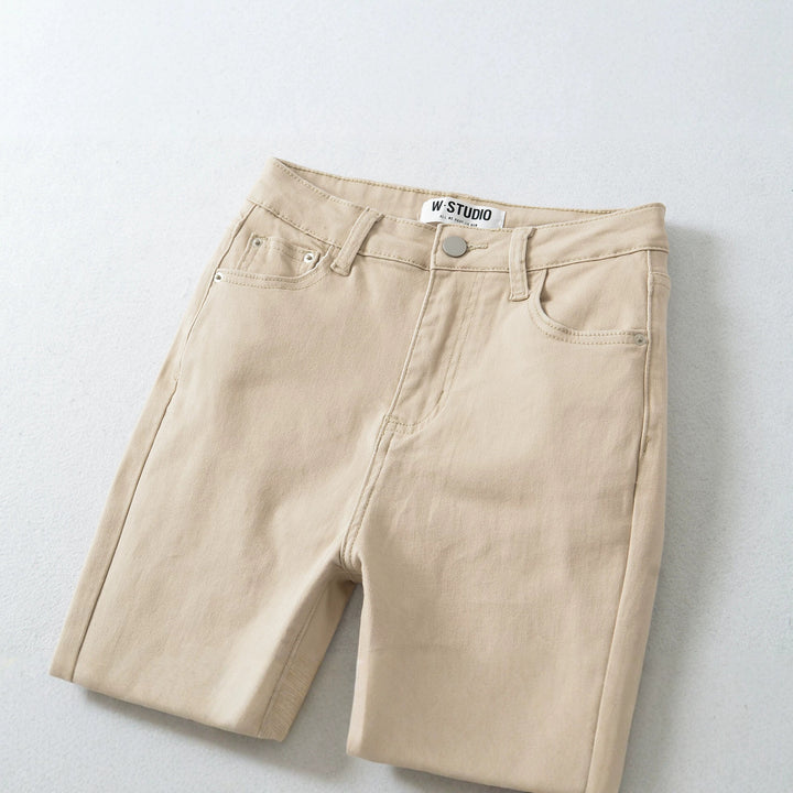 Women's Highwaist Flared Trousers made of Stretch Denim with five pockets and raw hem Amarae