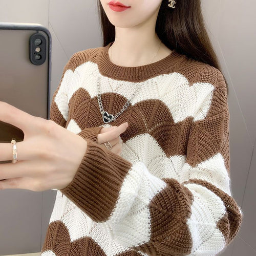 Pull en tricot épais pour femmes avec motif en vagues Chic & Stil