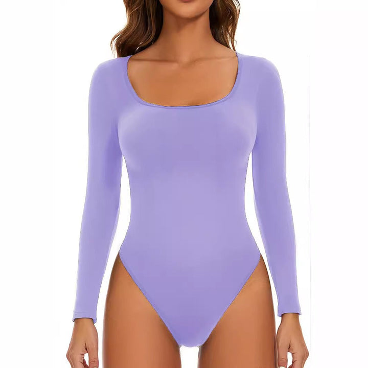 Women's Long Sleeve Bodysuit with Deep Neckline and Figure-Hugging Fit Lune London