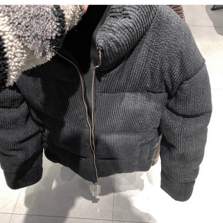 Men's short quilted jacket in cord structure with high stand-up collar Amarae