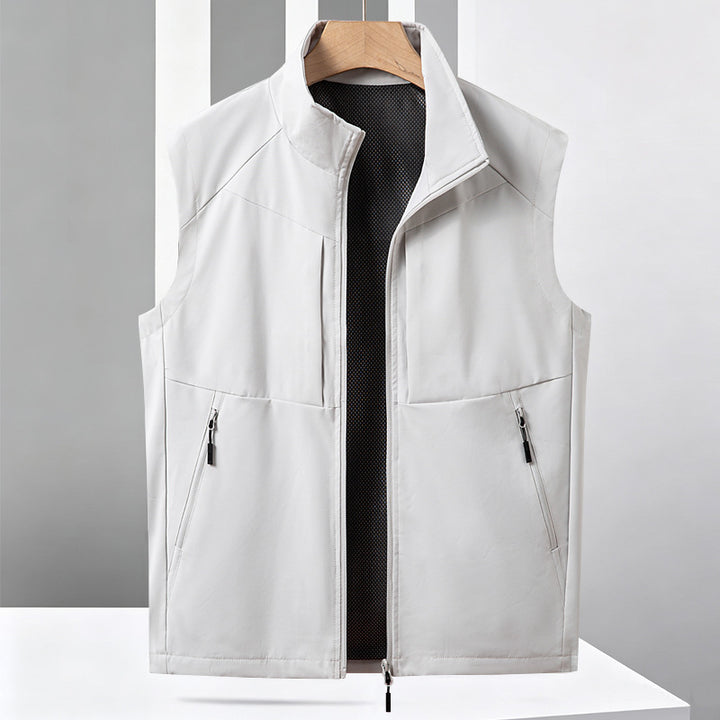 Men's Lightweight Multifunctional Softshell Vest with Breathable Mesh Lining and Two-Way Zipper Amarae