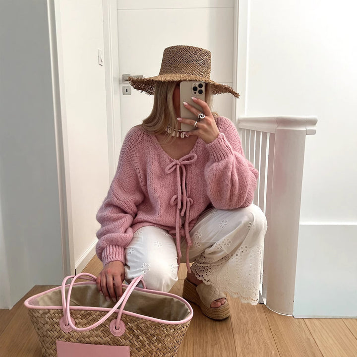 Ladies chunky knit jacket with drawstring and relaxed fit Lune London