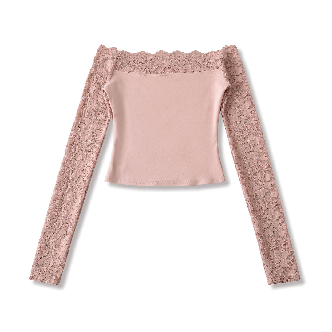 Ladies Carmen top with lace sleeves and off-the-shoulder cut Amarae