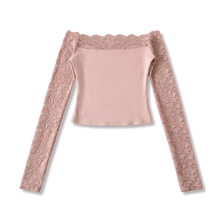 Ladies Carmen top with lace sleeves and off-the-shoulder cut Amarae