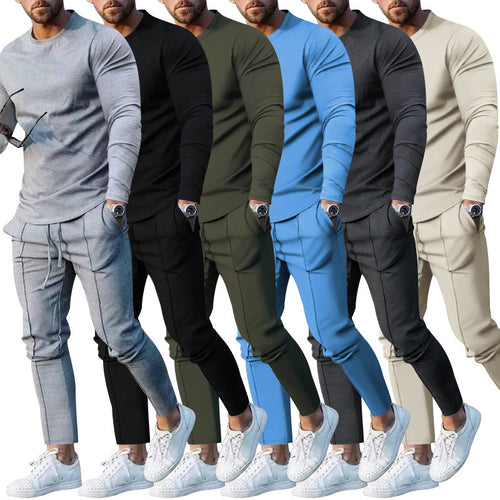 Men's long sleeve sports t-shirt with modern contrast stitching and comfortable joggers Amarae