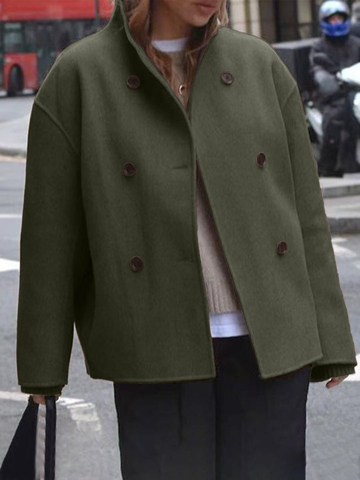 Women oversized modern wool jacket with double-breasted buttons Lune London