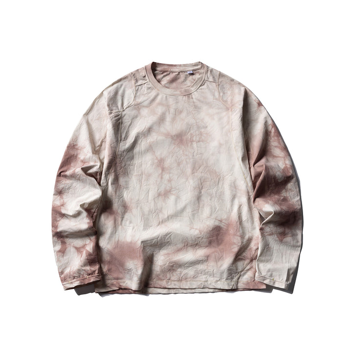 Unisex Long Sleeve Sweatshirt with Round Neck, Tie-Dye Texture and Relaxed Fit