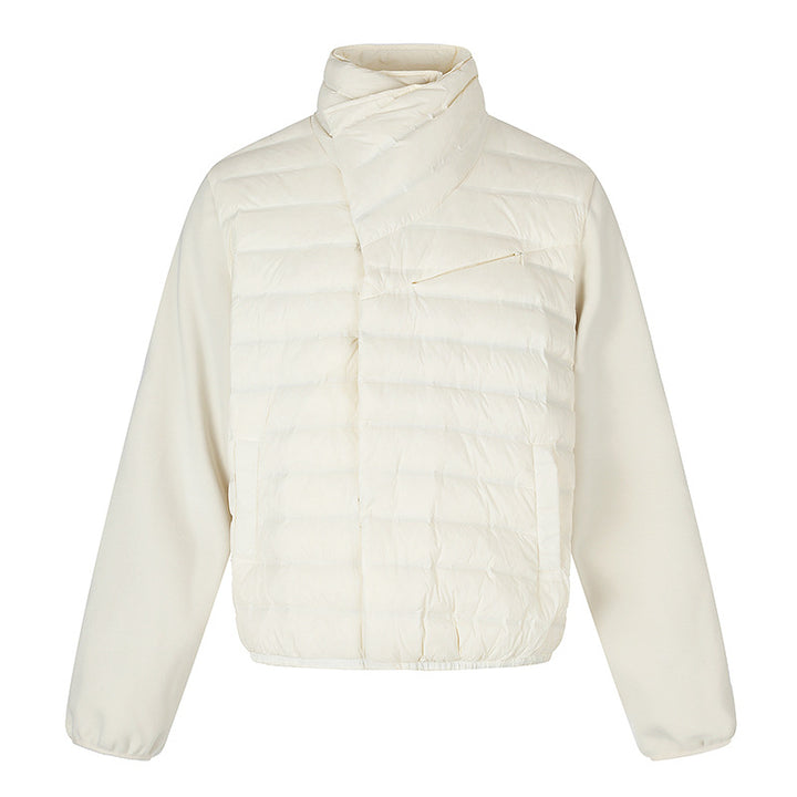 Women's quilted hybrid jacket with asymmetrical shawl collar and elastic waistband Amarae